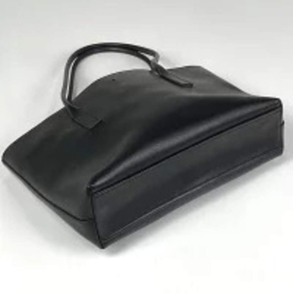 Prada Shoulder Tote Handbag Plate Leather Bag Black